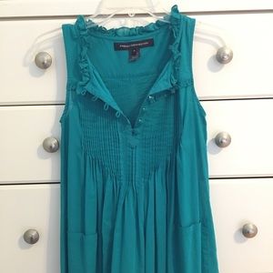 French Connection Teal Ruffle Blouse